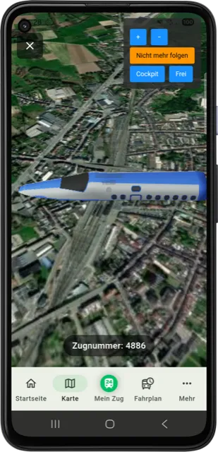 Trainradar24 3D-Ansicht eines Zuges bei Grammont