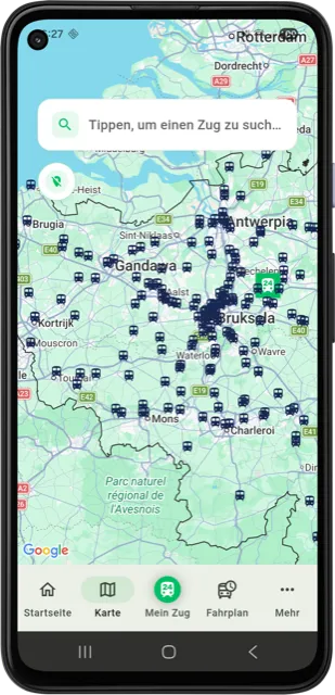 Trainradar24 Live-Zugkarte in Belgien