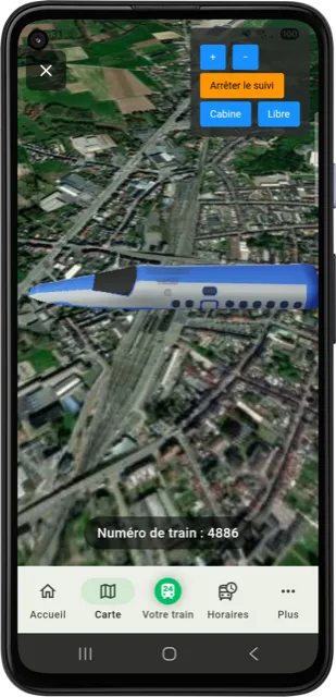 Vue 3D Trainradar24 d'un train près de Grammont