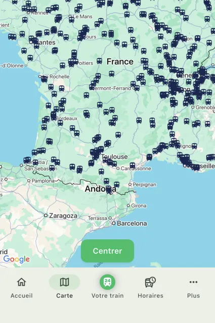 Live train map in the Trainradar24 app